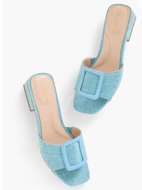 Talbots Viv Sky Blue Buckle Slide Mules